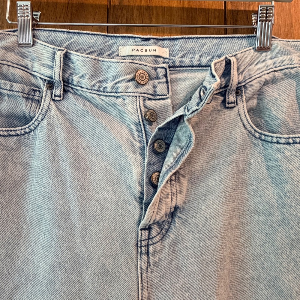 PacSun High Rise Straight Leg Size 28 Light Wash Button Fly Jeans Womens - Picture 2 of 8